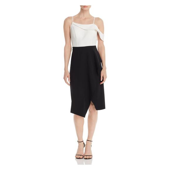 LAUNDRY Dresses & Skirts - LAUNDRY Womens Spaghetti Strap Below The Knee Cocktail Sheath Dress